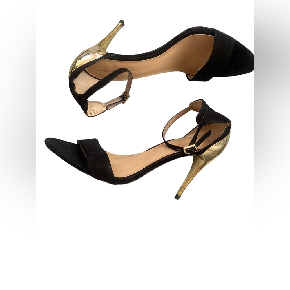 Zara Black Suede Sandals